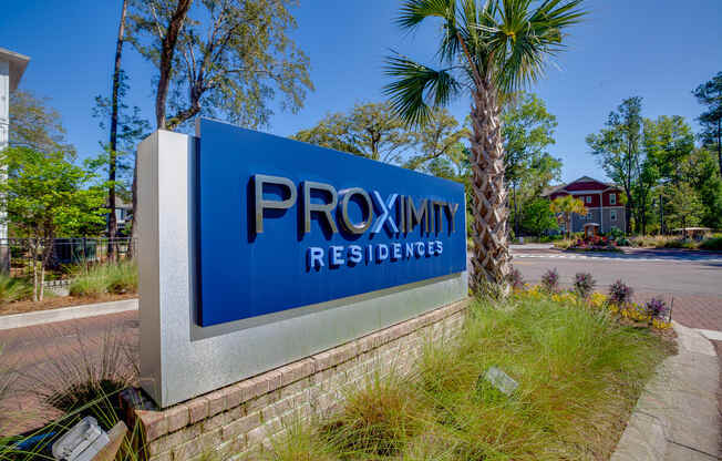 Proximity Residences sign outsideat Proximity Apartments, Charleston, South Carolina
