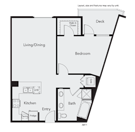 1 bed, 1 bath, 844 sqft, $3,127