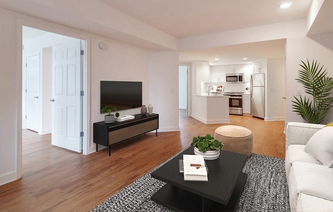 living room with hard surface flooring