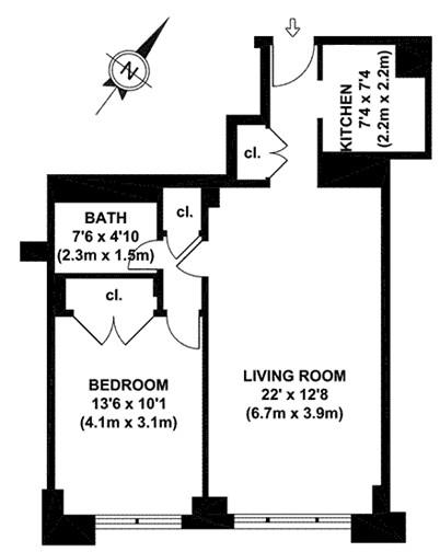1 bed, 1 bath, $4,500, Unit 25C