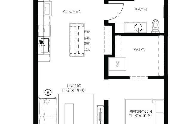 1 bed, 1 bath, 625 sqft, $1,275