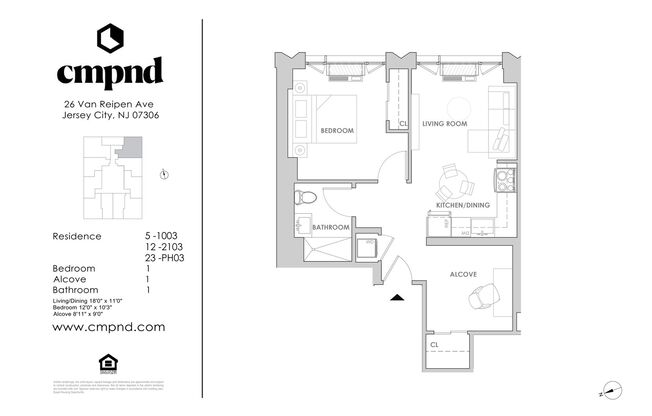 1 bed, 1 bath, 648 sqft, $3,100, Unit 903