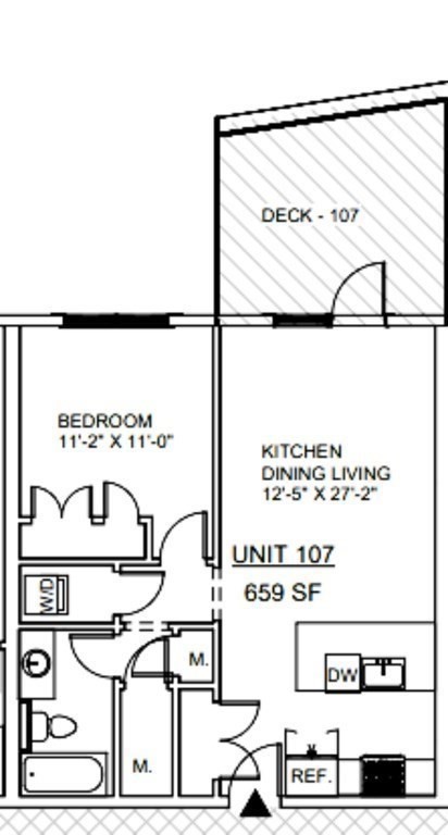 1 bed, 1 bath, 659 sqft, $2,900, Unit 107
