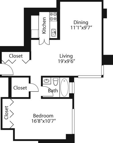 1 bed, 1 bath, 795 sqft, $5,312, Unit 20A