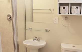 Renovated Bath with shower at Integrity Cleveland Heights Apartments, Cleveland Heights