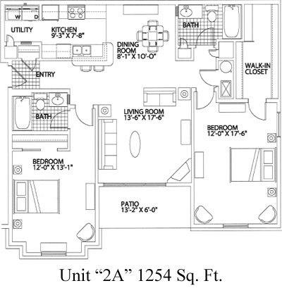 2 beds, 2 baths, 1,254 sqft, $1,372, Unit 04-101