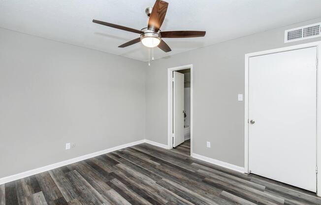 a room with a wooden floor