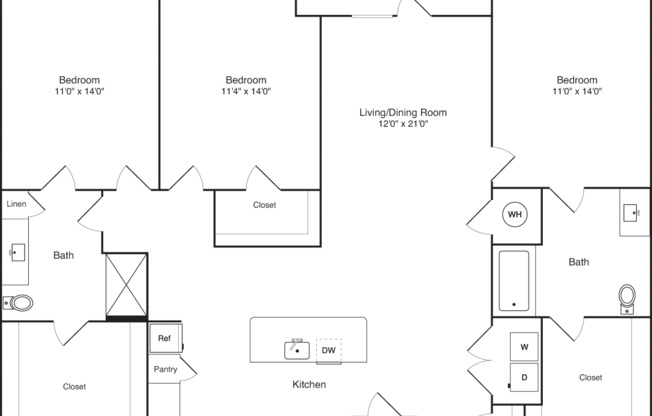 3 beds, 2 baths, 1,578 sqft, $2,815, Unit 156
