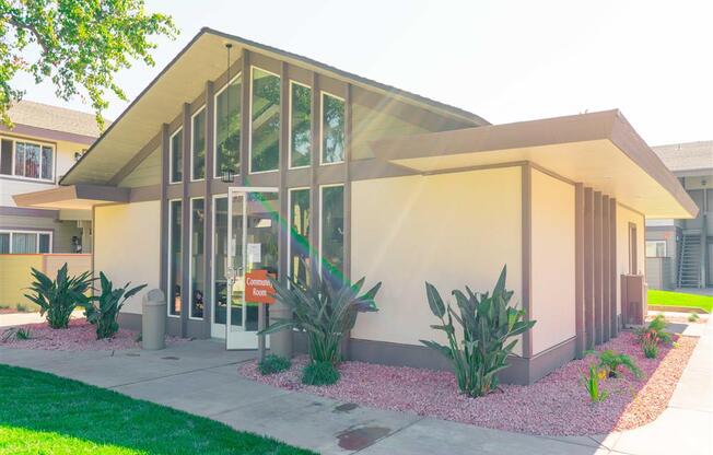 Community Room Exterior at Balboa Apartments, Sunnyvale, 94086