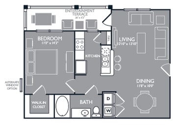 1 bed, 1 bath, 726 sqft, $1,254