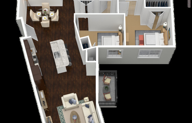 2 beds, 2 baths, 1,304 sqft, $3,245, Unit 416