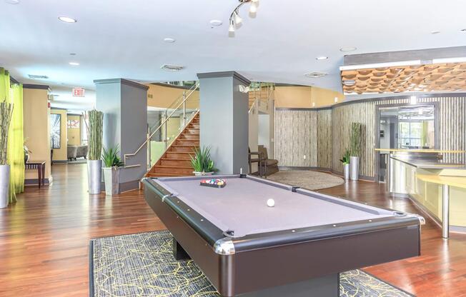 a living room with a wooden floor