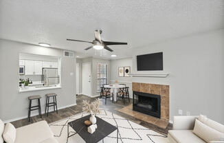 Model living room and kitchen