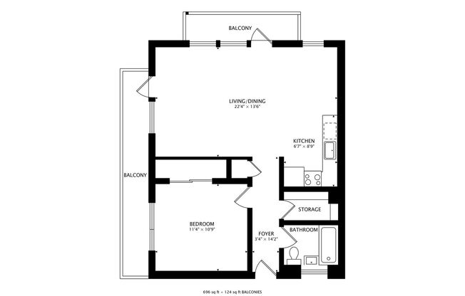 1 bed, 1 bath, 620 sqft, $3,445, Unit 204