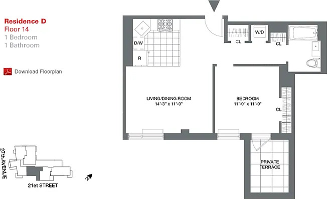 Studio, 1 bath, $3,477, Unit 14D