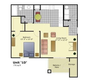 1 bed, 1 bath, 776 sqft, $1,575