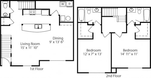 2 beds, 2.5 baths, 1,400 sqft, $1,810
