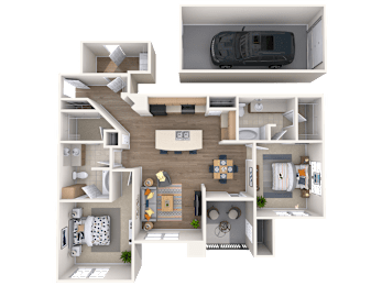 2 beds, 2 baths, 1,299 sqft, $2,290