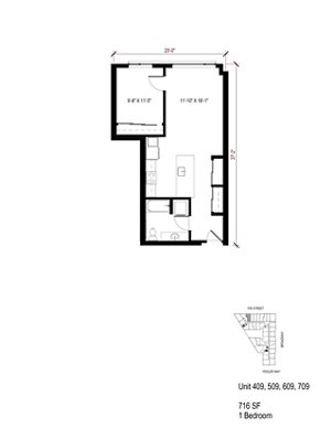 1 bed, 1 bath, 716 sqft, $2,370