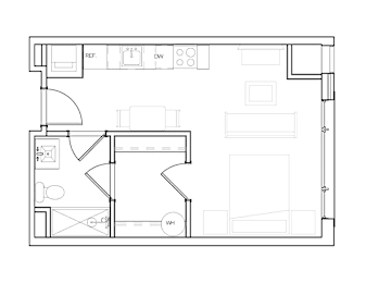 Studio, 1 bath, 422 sqft, $1,450