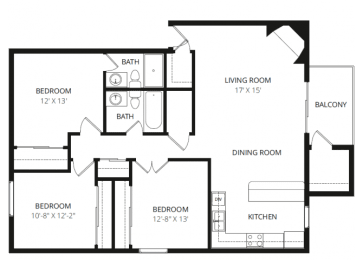 3 beds, 2 baths, 1,235 sqft, $1,445