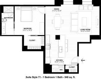1 bed, 1 bath, 940 sqft, $1,639