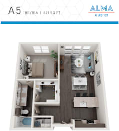 1 bed, 1 bath, 821 sqft, $1,275