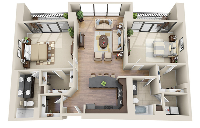 2 beds, 2 baths, 1,306 sqft, $3,606