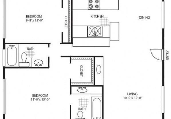 2 beds, 2 baths, 1,008 sqft, $2,825