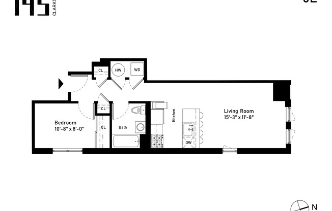 1 bed, 1 bath, $3,095, Unit 6E