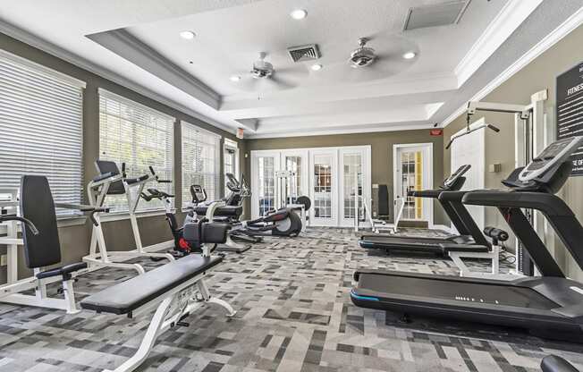 Spacious Fitness Center with Cardio and Weight Equipment