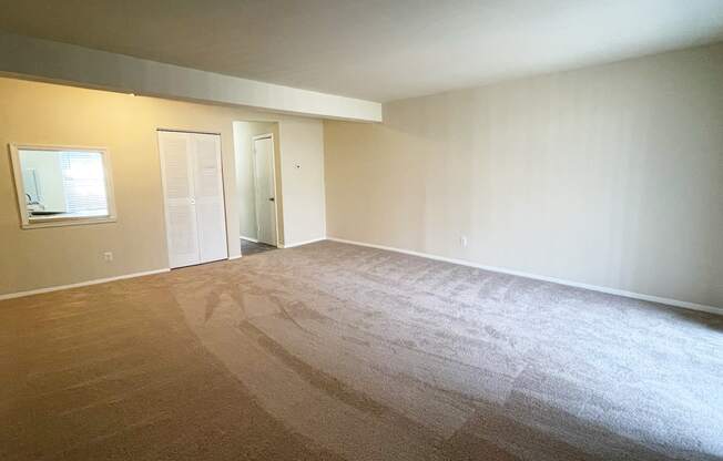 Bedroom with plush carpet and spacious closets at Barracks West in Charlottesville, VA