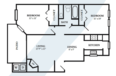 2 beds, 1 bath, 858 sqft, $1,347