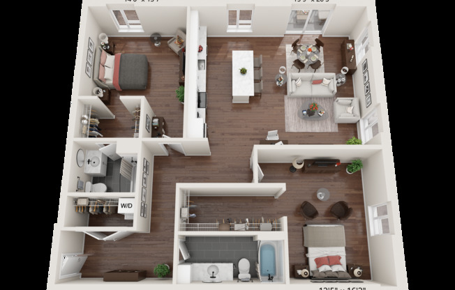 2 beds, 2 baths, 1,577 sqft, $2,600, Unit 402