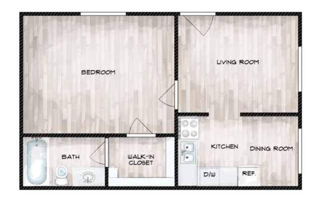 1 bed, 1 bath, 626 sqft, $875