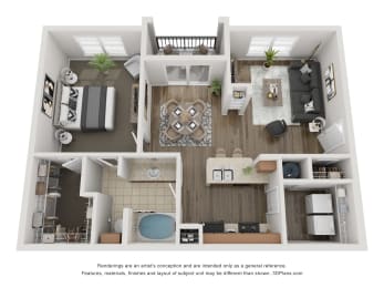 1 bed, 1 bath, 852 sqft, $1,216