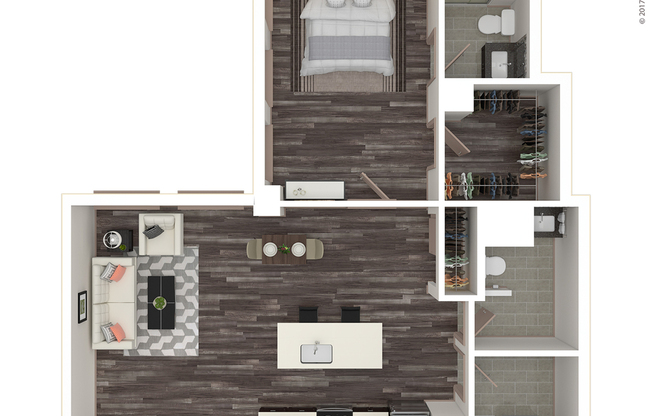 1 bed, 2 baths, 881 sqft, $1,695