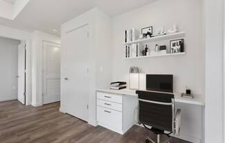 Hawthorne Building units offer home office with a desk and a computer