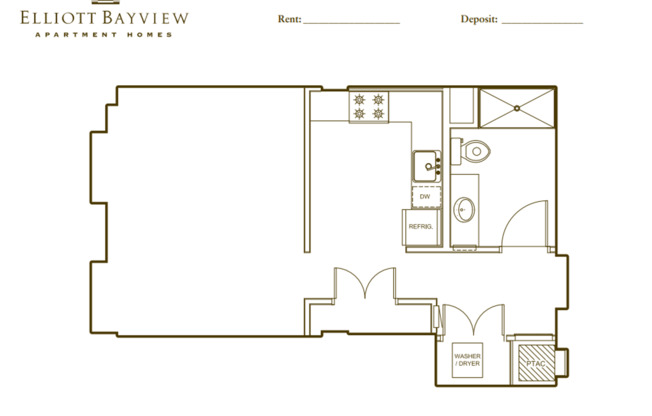 Studio, 1 bath, 558 sqft, $1,595, Unit 2-C
