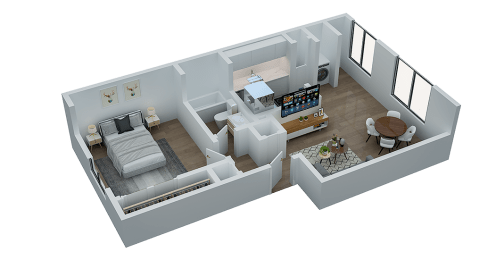 1 bed, 1 bath, 608 sqft, $1,274