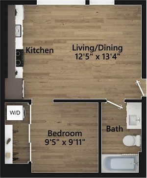 1 bed, 1 bath, 505 sqft, $2,110