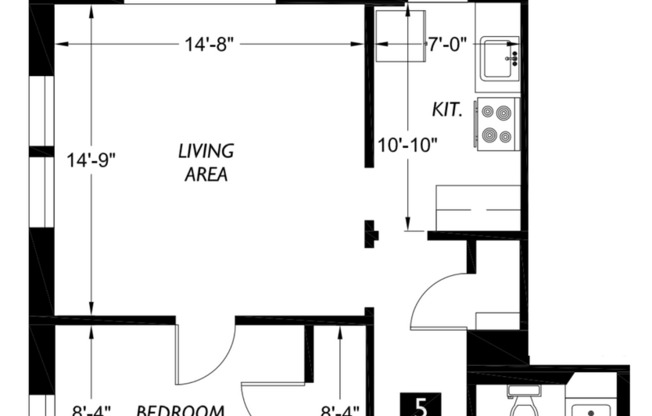 1 bed, 1 bath, 530 sqft, $1,295, Unit 005