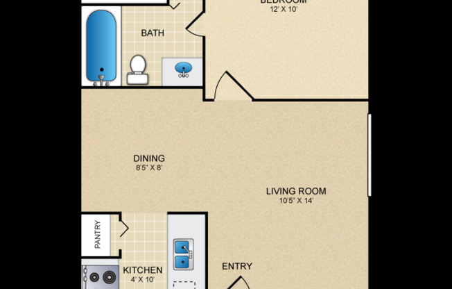 1 bed, 1 bath, 593 sqft, $1,085, Unit 824