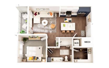 1 bed, 1 bath, 693 sqft, $1,601