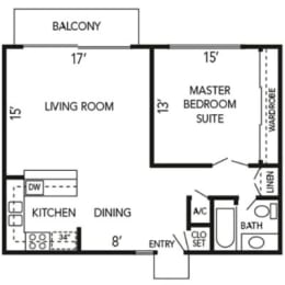 1 bed, 1 bath, 740 sqft, $1,845