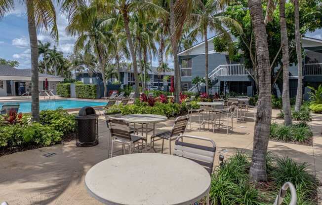 The Park at Positano Apartments in Fort Meyers, Florida Pool and Patio with Seating