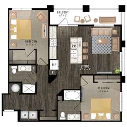 2 beds, 2 baths, 1,123 sqft, $2,418