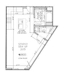 Studio, 1 bath, 553 sqft, $1,990