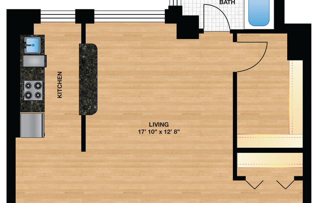 Studio, 1 bath, 458 sqft, $2,175, Unit W106