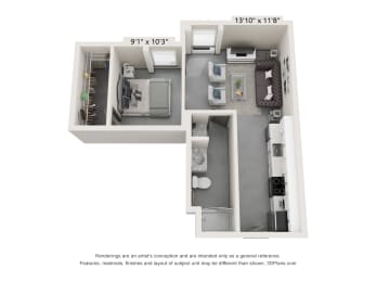 1 bed, 1 bath, 529 sqft, $1,146